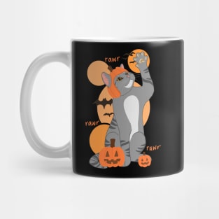 HALLOWEEN PUMPKIN GRAY CAT Mug